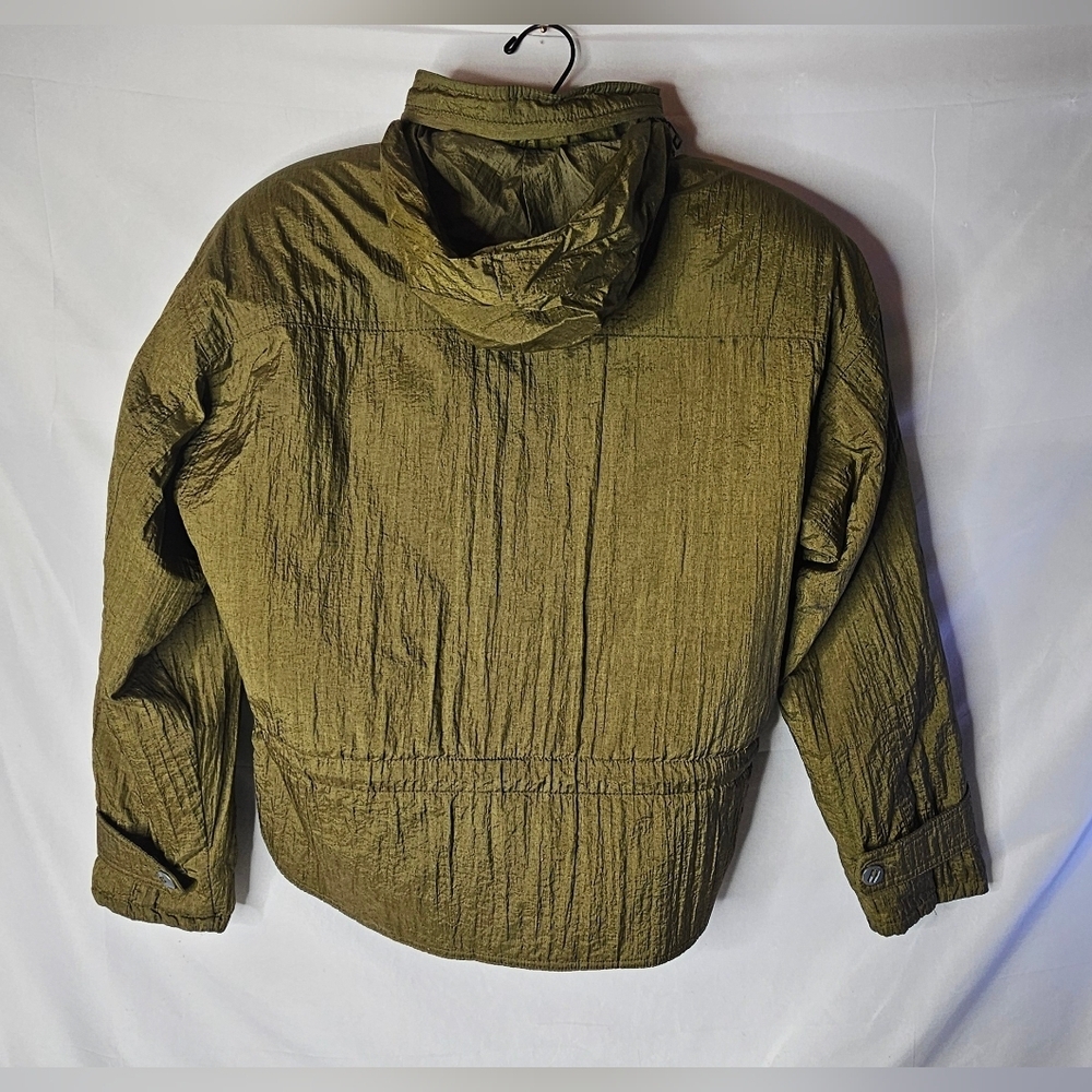 ​Andy Johns Women S Olive Drab Crinkle Nylon Jacket Vintage Quilted Lining Gorp - Picture 5 of 11